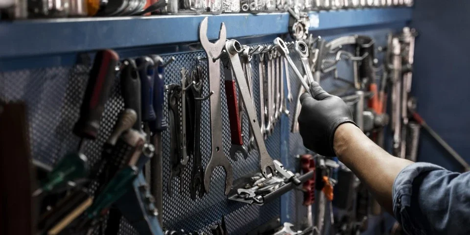 A wall of mechanic's tools