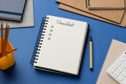 Notebook page titled 'checklist'