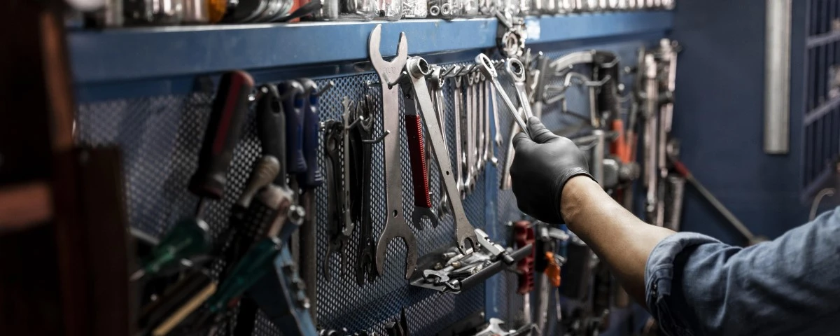 A wall of mechanic's tools