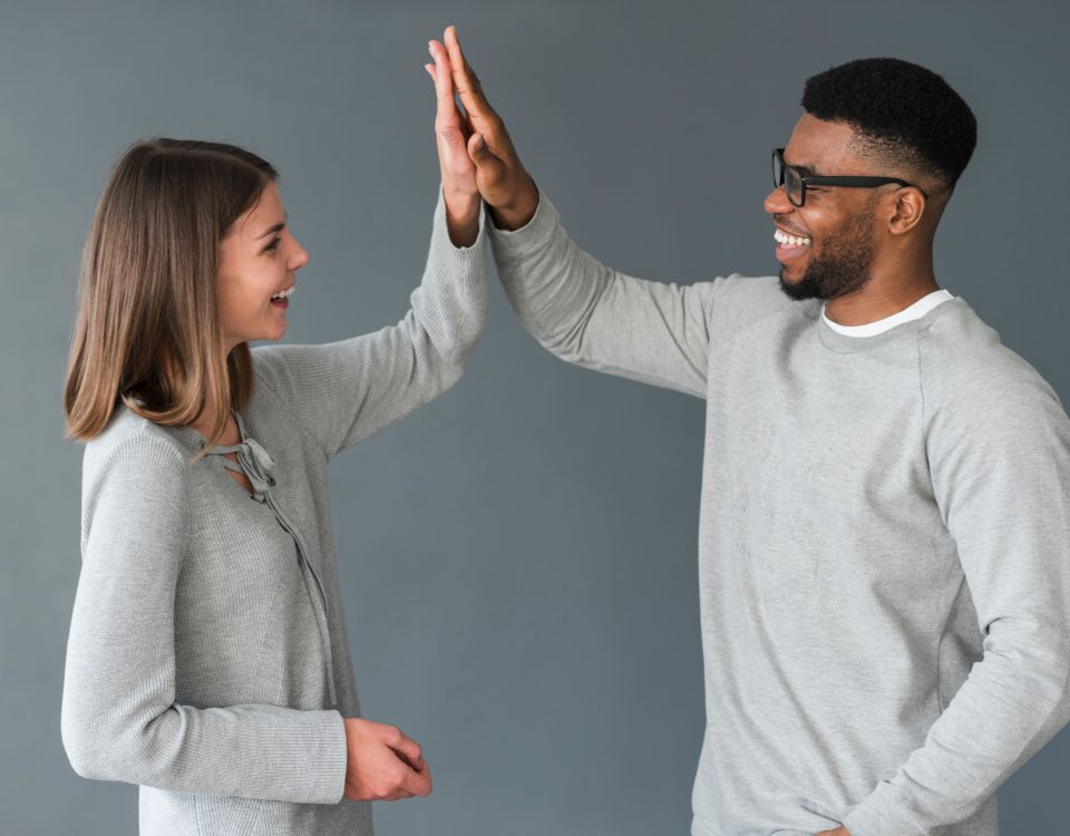 A couple high five