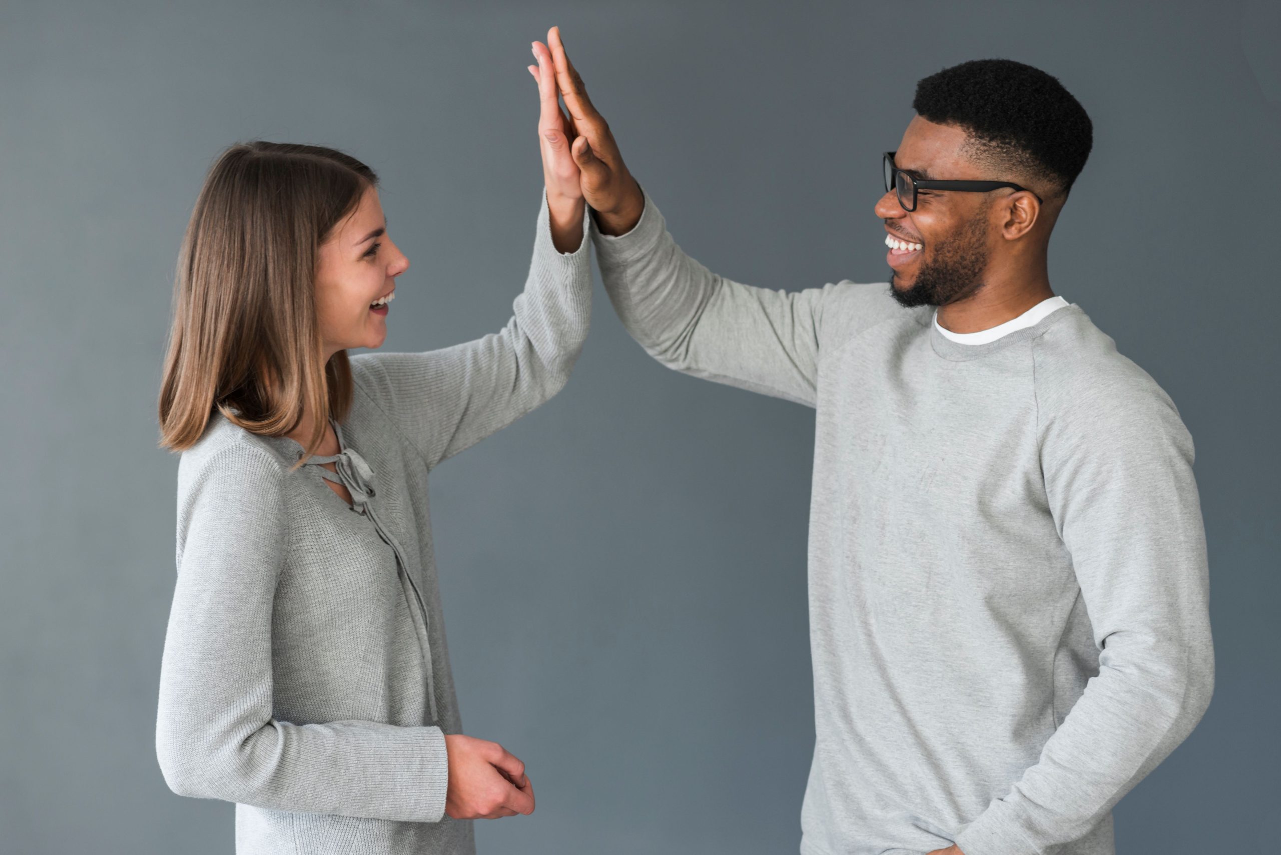 A couple high five